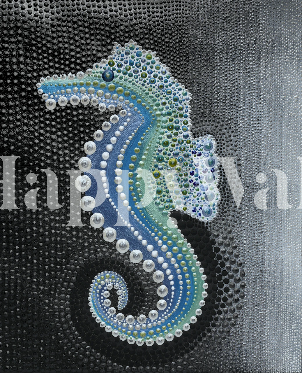 Seahorse Odyssey -tapetti esillä huoneessa