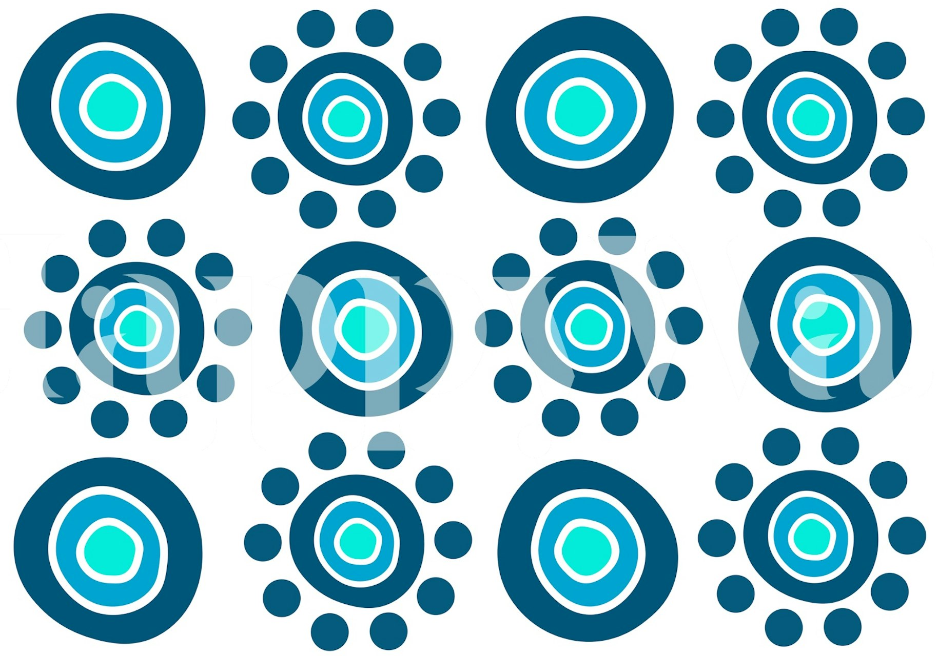 Abstract Blue Rounds wallpaper in a room