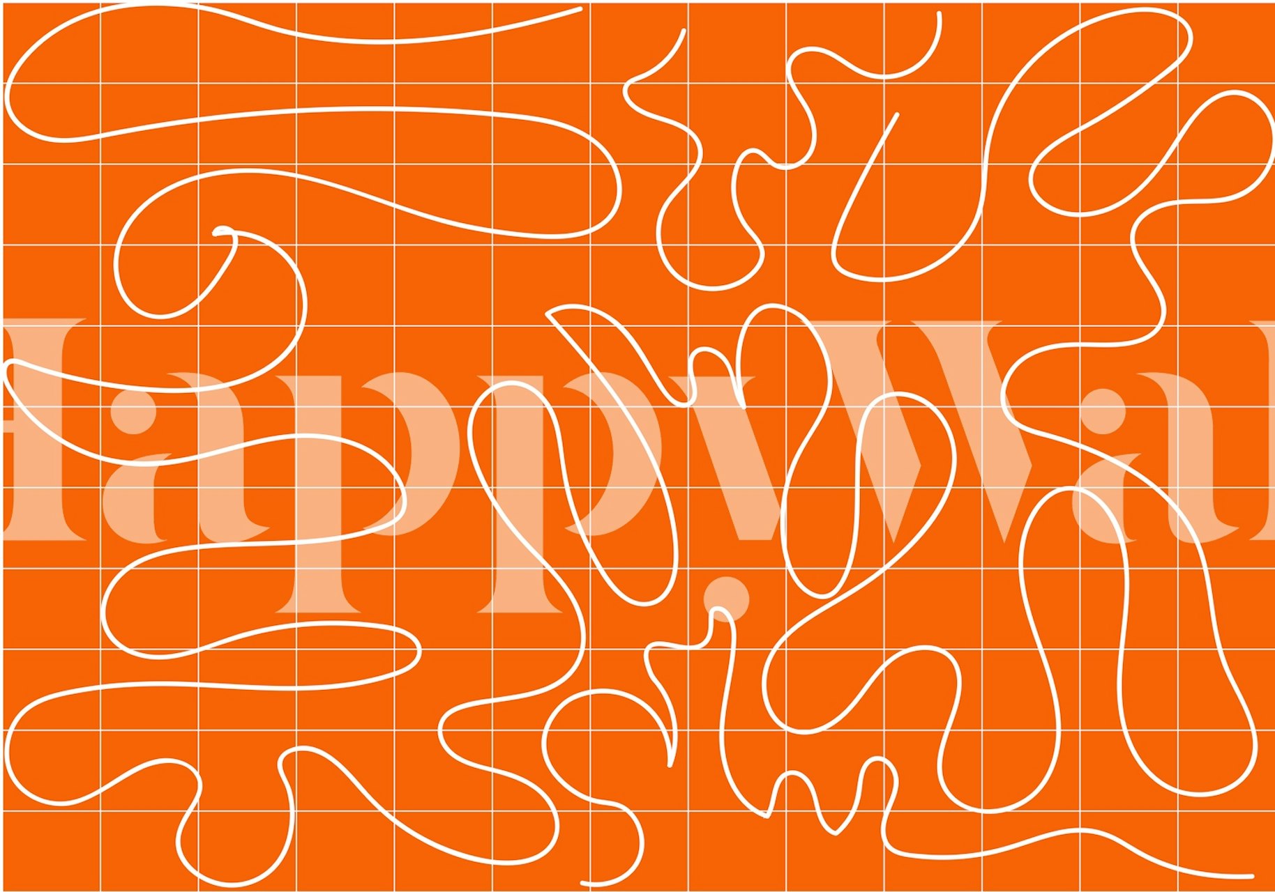 Orange abstract pattern with white flowing lines wallpaper