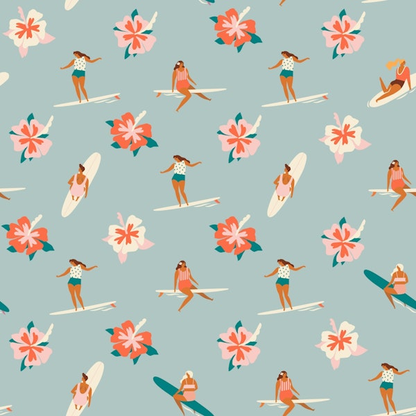 flower power surf girls blue