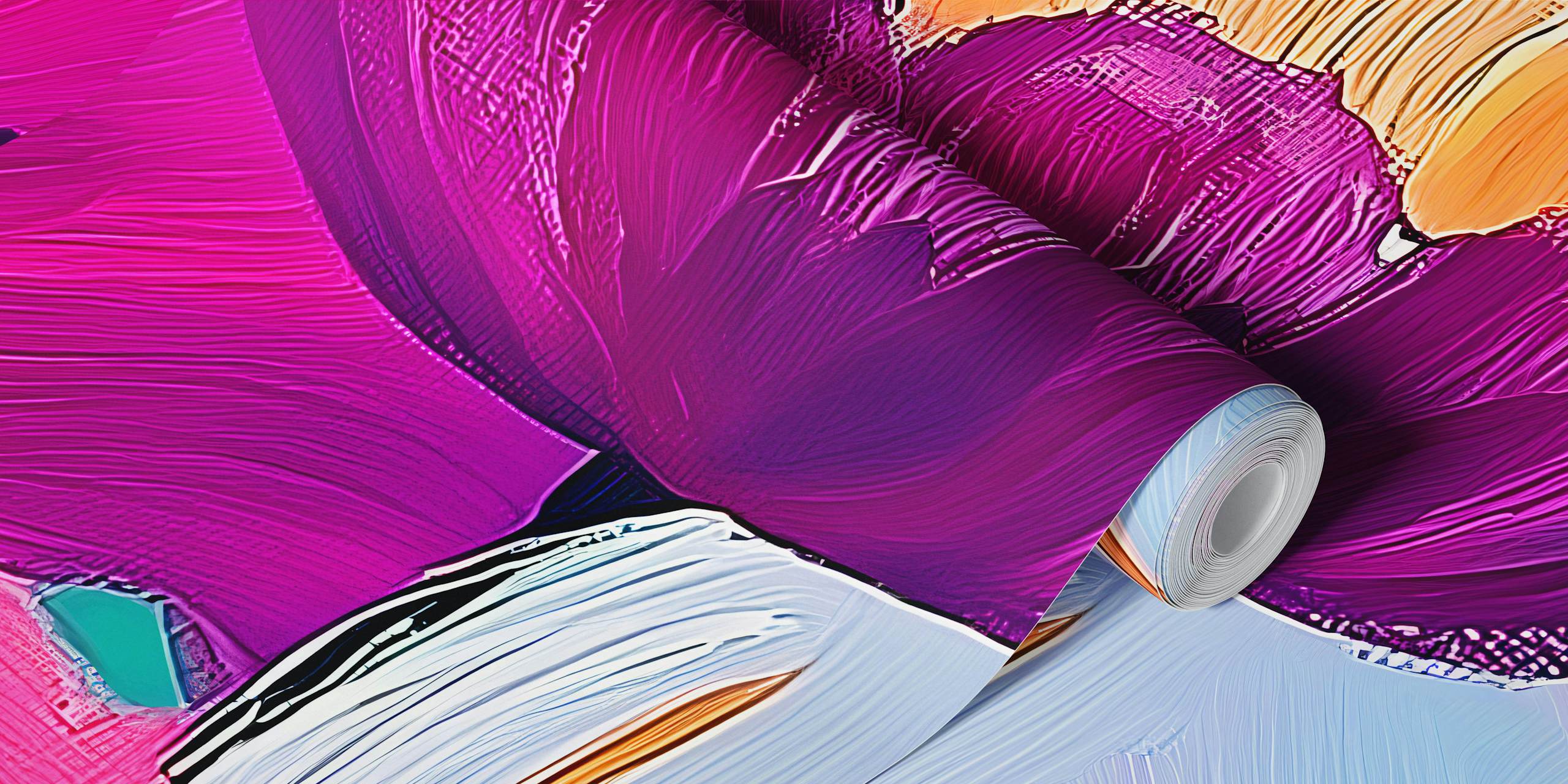 Carta da parati Pink Large Bold Floral in un'ambientazione di stanza