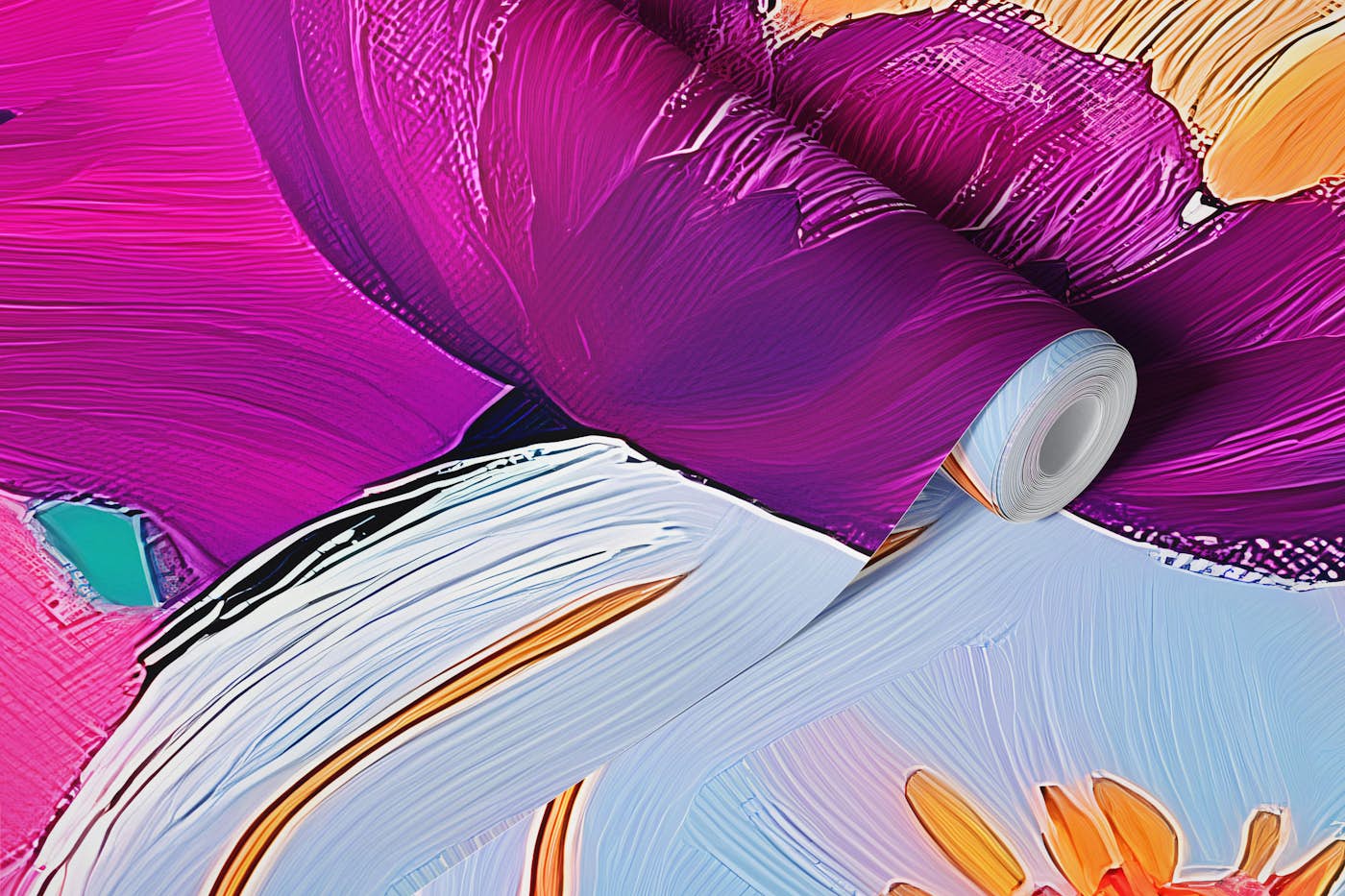 Pink Large Bold Floral wallpaper roll