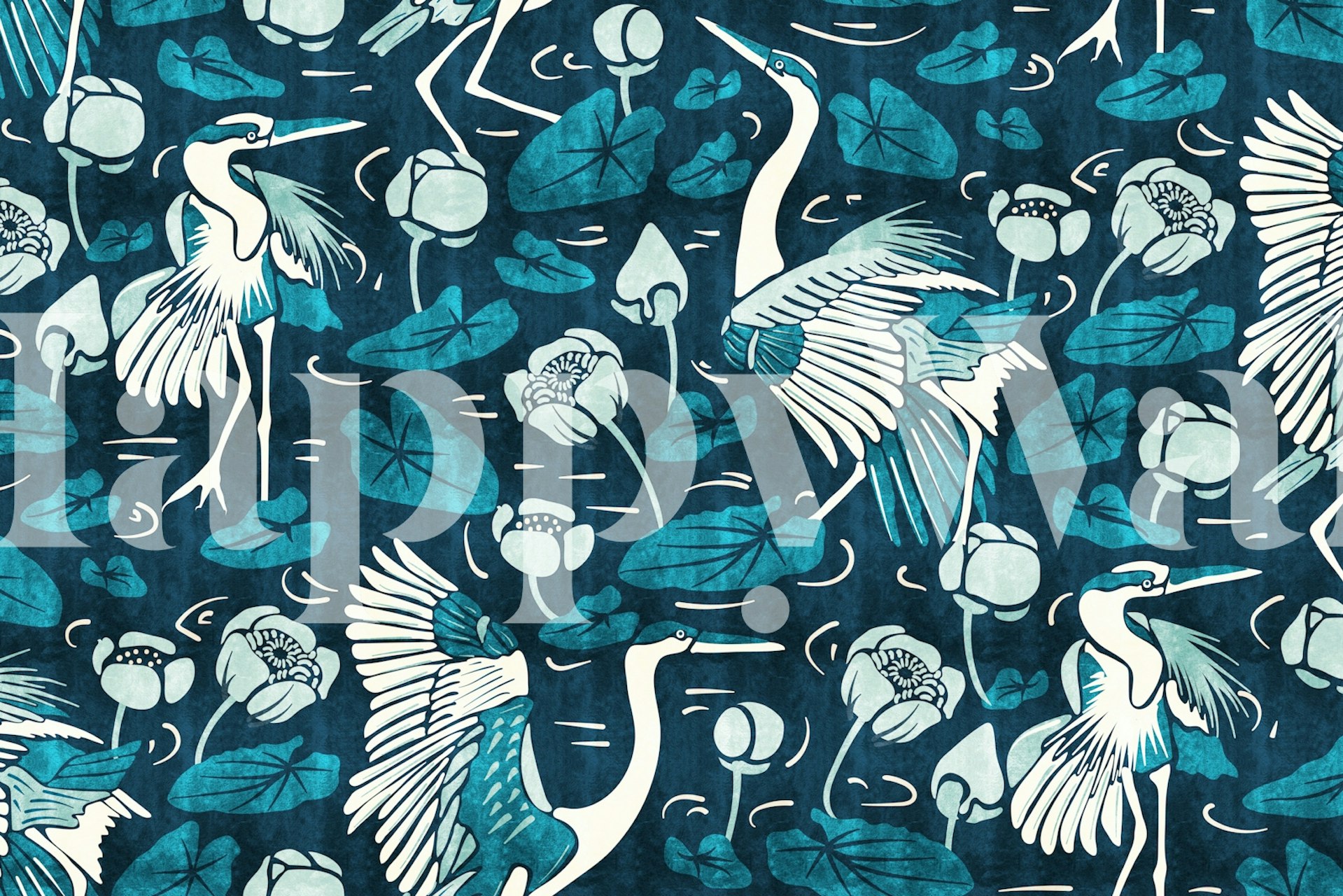 Nymph Lake herons wallpaper in a room