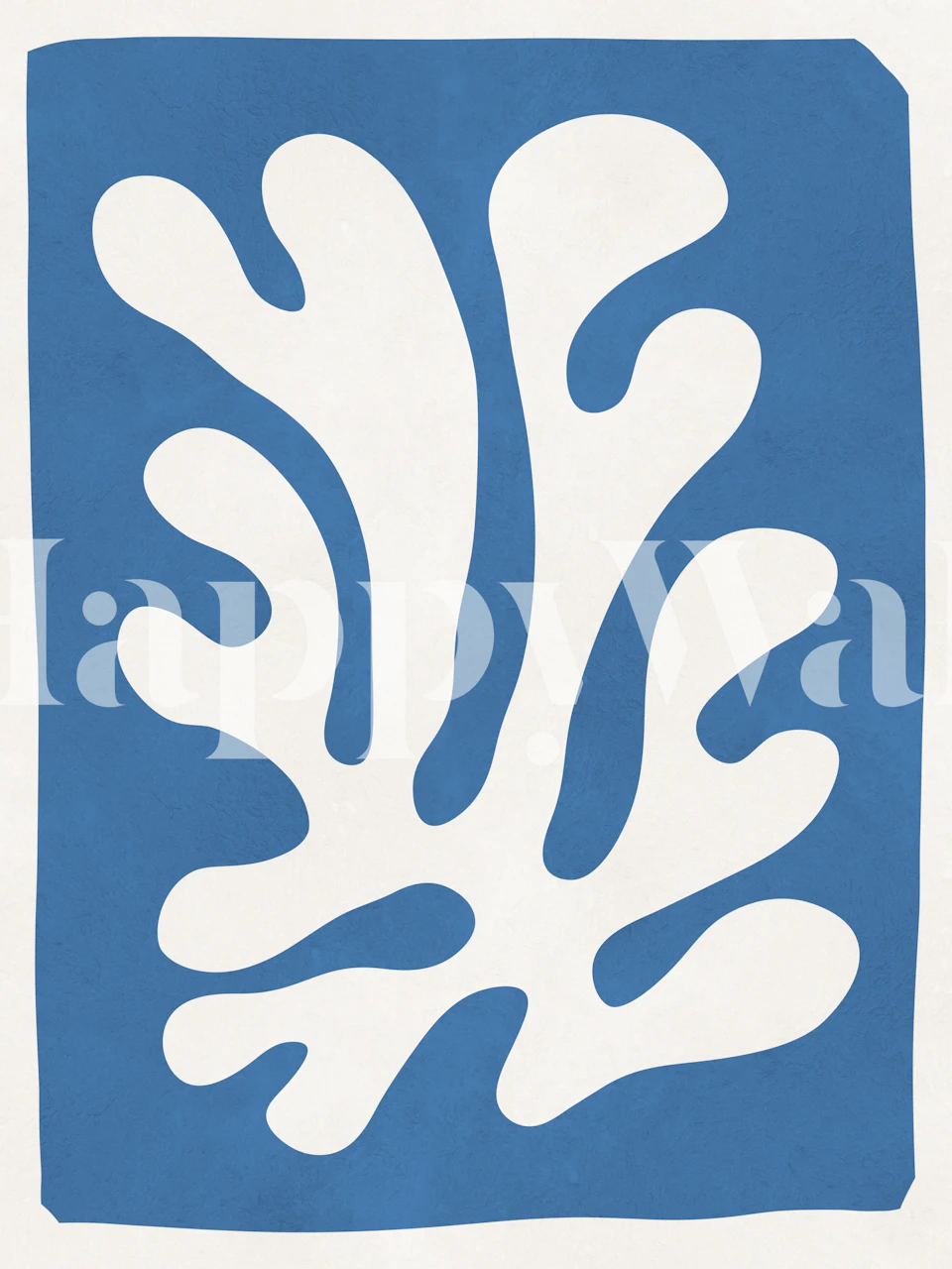 Blue abstract coral wallpaper in a room