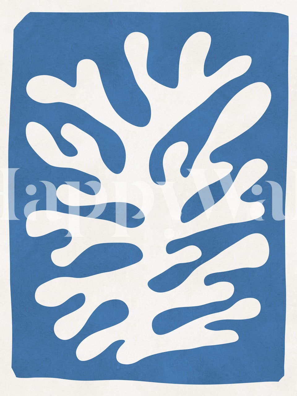 Abstract coral design in oceanic blue on a white background wallpaper