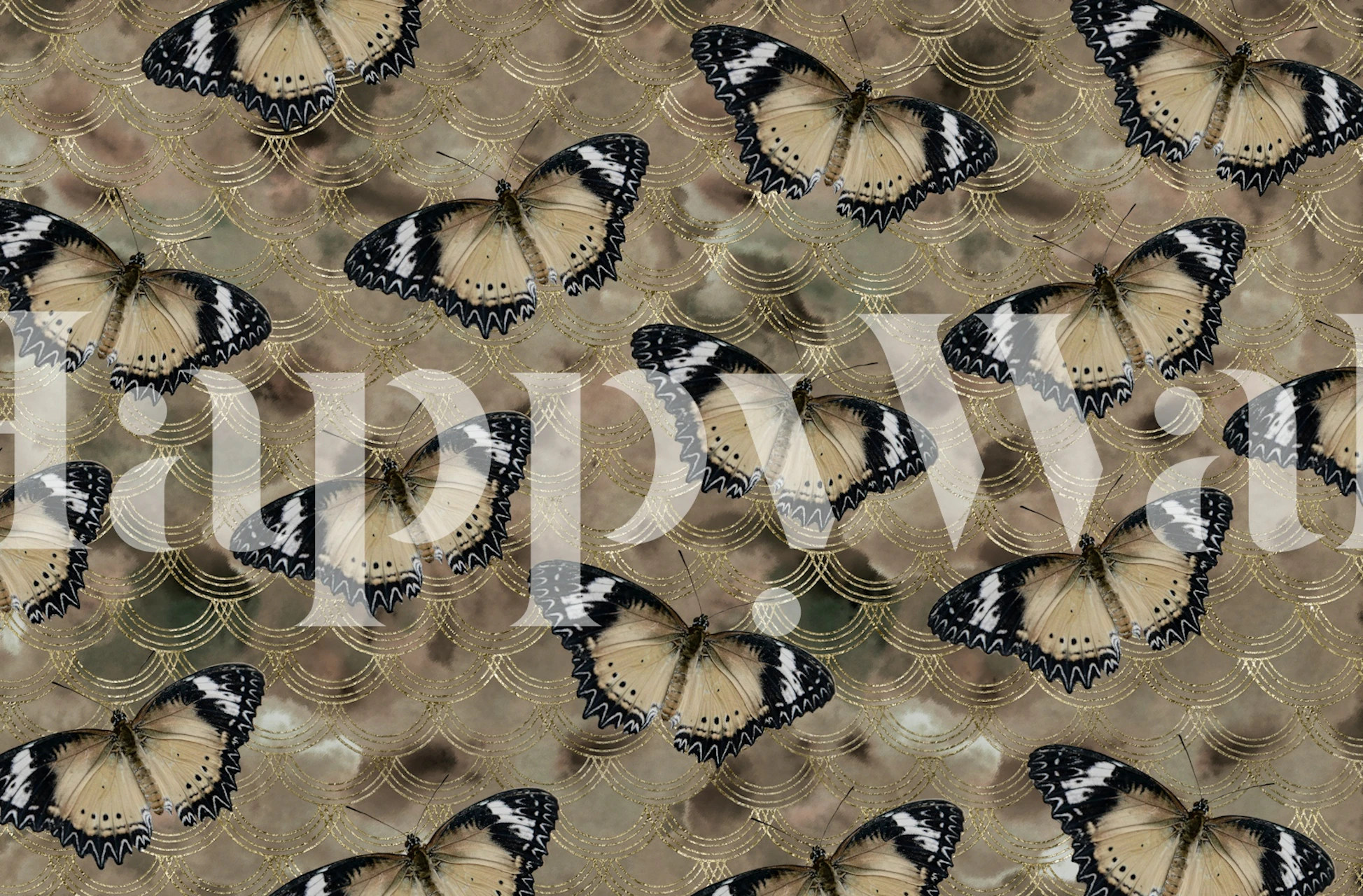 Golden Butterfly Dance tapet i et rom