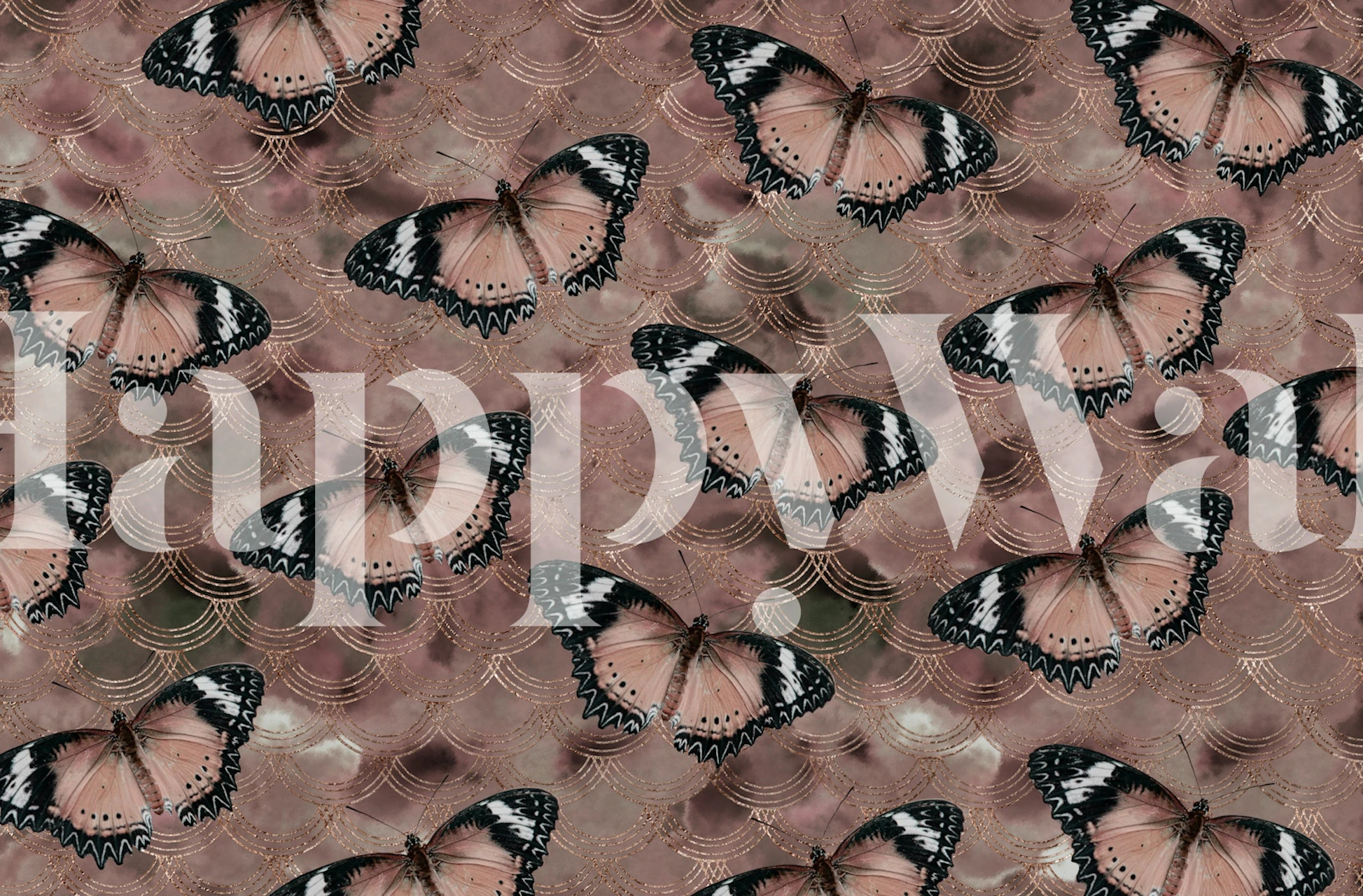 Butterfly wallpaper design i ett rum