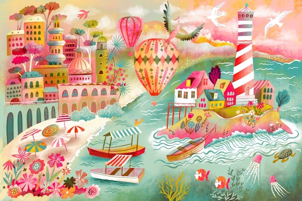 boats and lighthouse beach dream