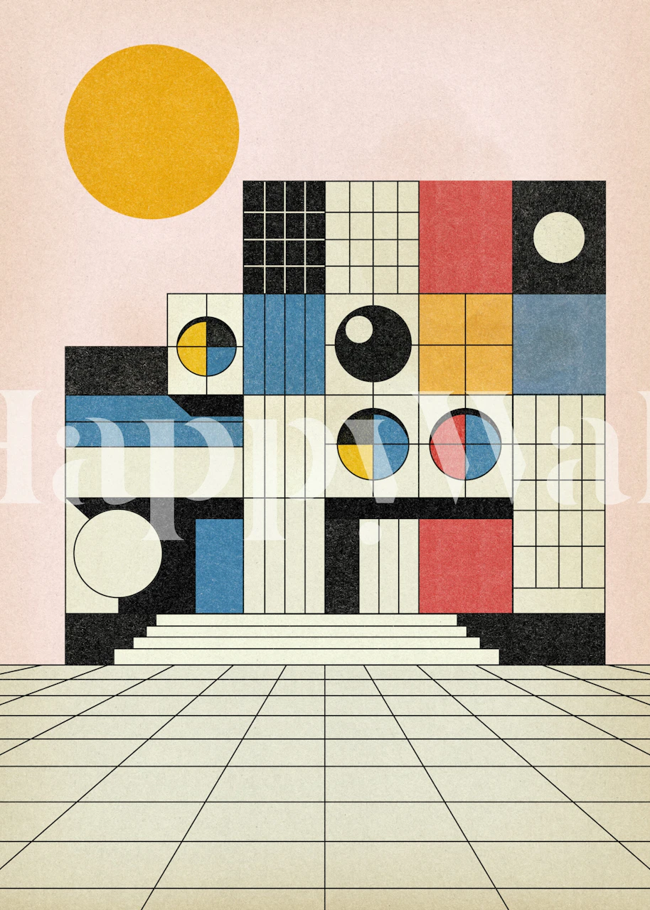 Bauhaus wallpaper u stiliziranoj sobi