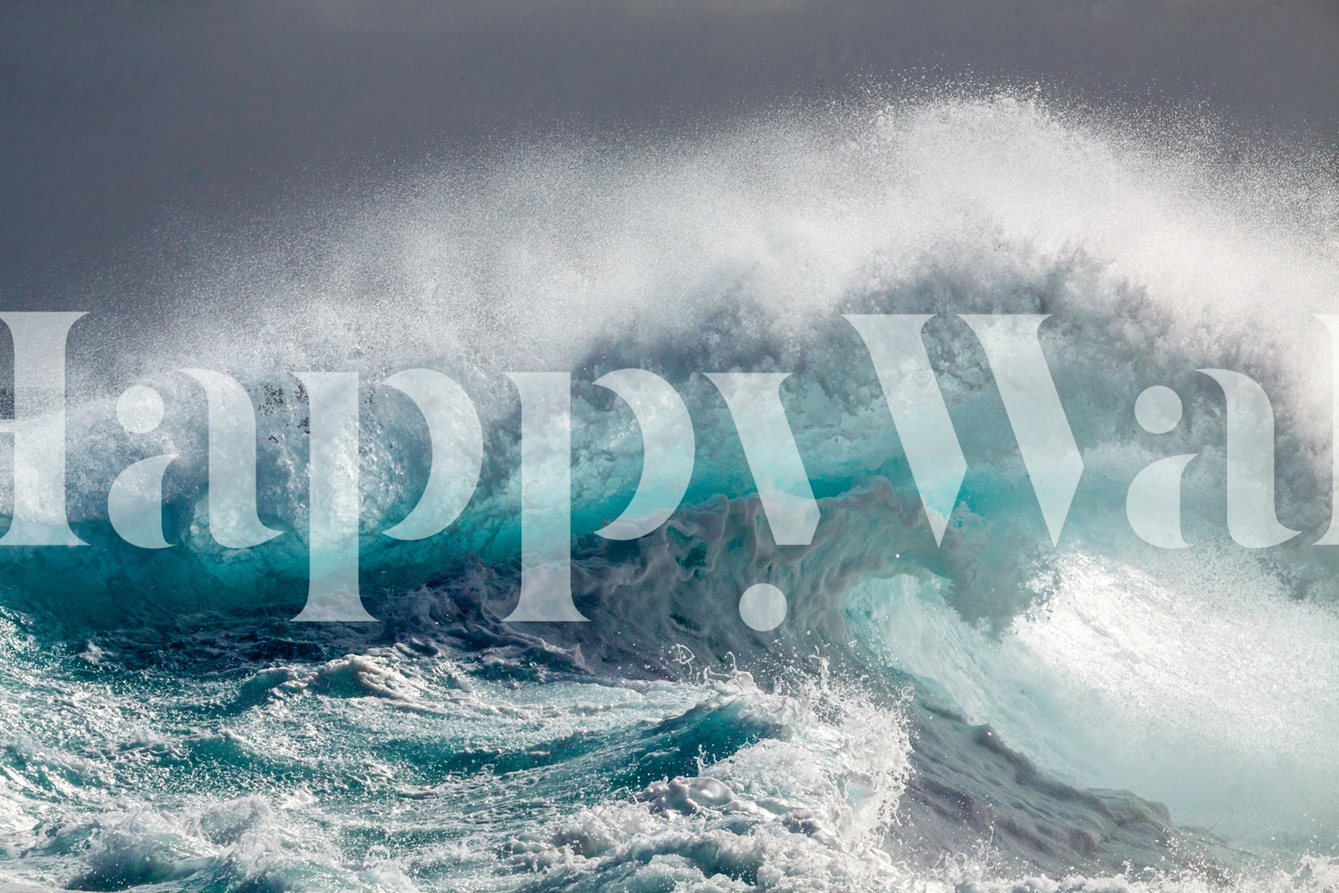 Ocean wave wallpaper in shades of blue and white, capturing dynamic water movement