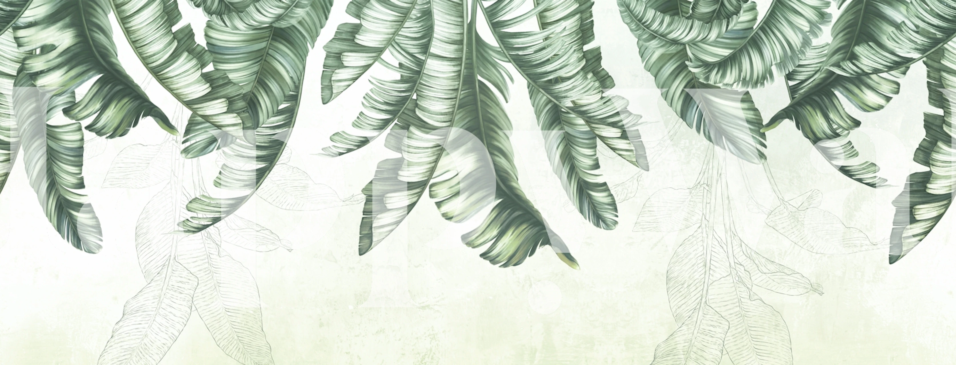 Vibrant tropical leaf wallpaper in a room