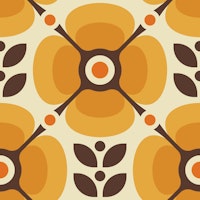 Vintage Retro Bold Botanical Charm in Orange tapet