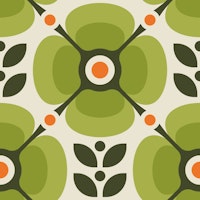 Vintage Retro Bold Botanical Charm in Green tapet