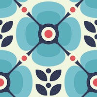 Vintage Retro Bold Botanical Charm in Blue tapet