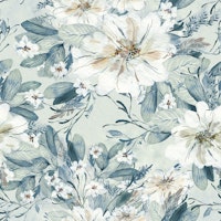 Hand-Painted Watercolor Floral in blue papel de parede