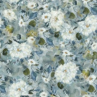 Delicately painted flowers in blue behang