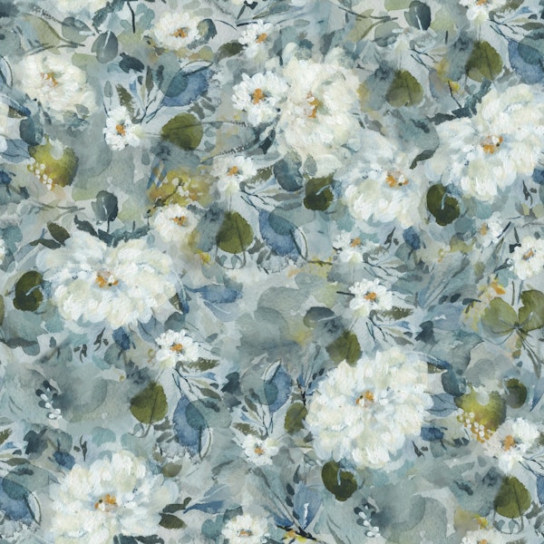 Delicately painted flowers in blue