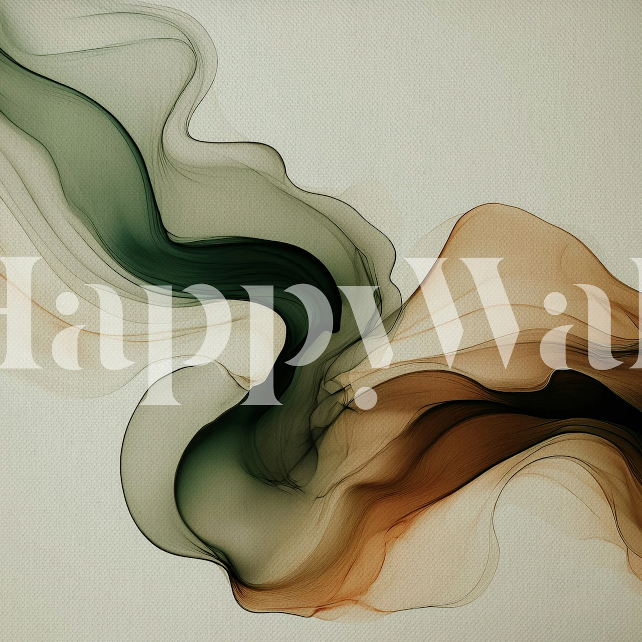 Emerald green og Mocha Ethereal Flow tapet i et rum