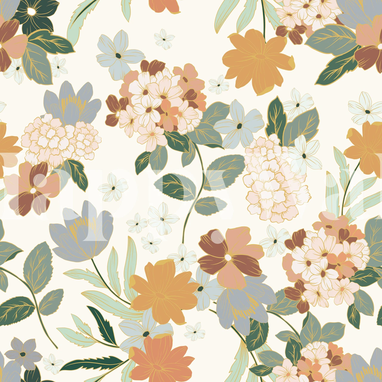 Botanical Garden Blooms Kukka-aiheinen tapetti huoneessa