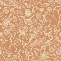 Squirrel and Woodland Foliage in brown ταπετσαρία