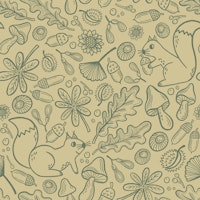 Squirrel and Woodland Foliage - light green ταπετσαρία