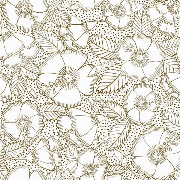 Charming Hibiscus Garden in Gold