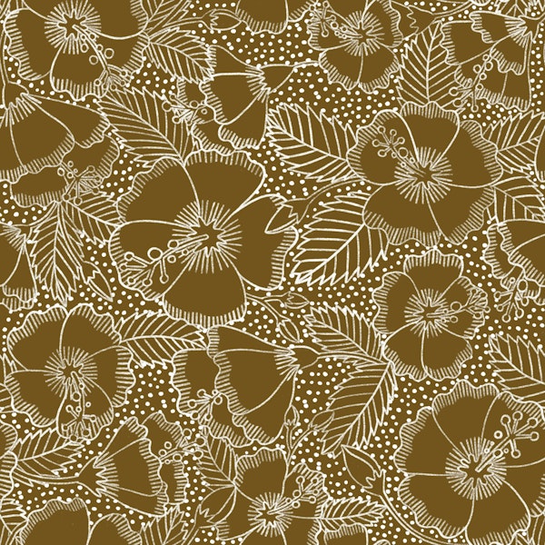 Charming Hibiscus Garden in Gold background