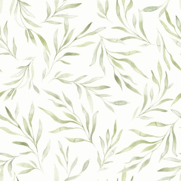 Delicate light green watercolor foliage
