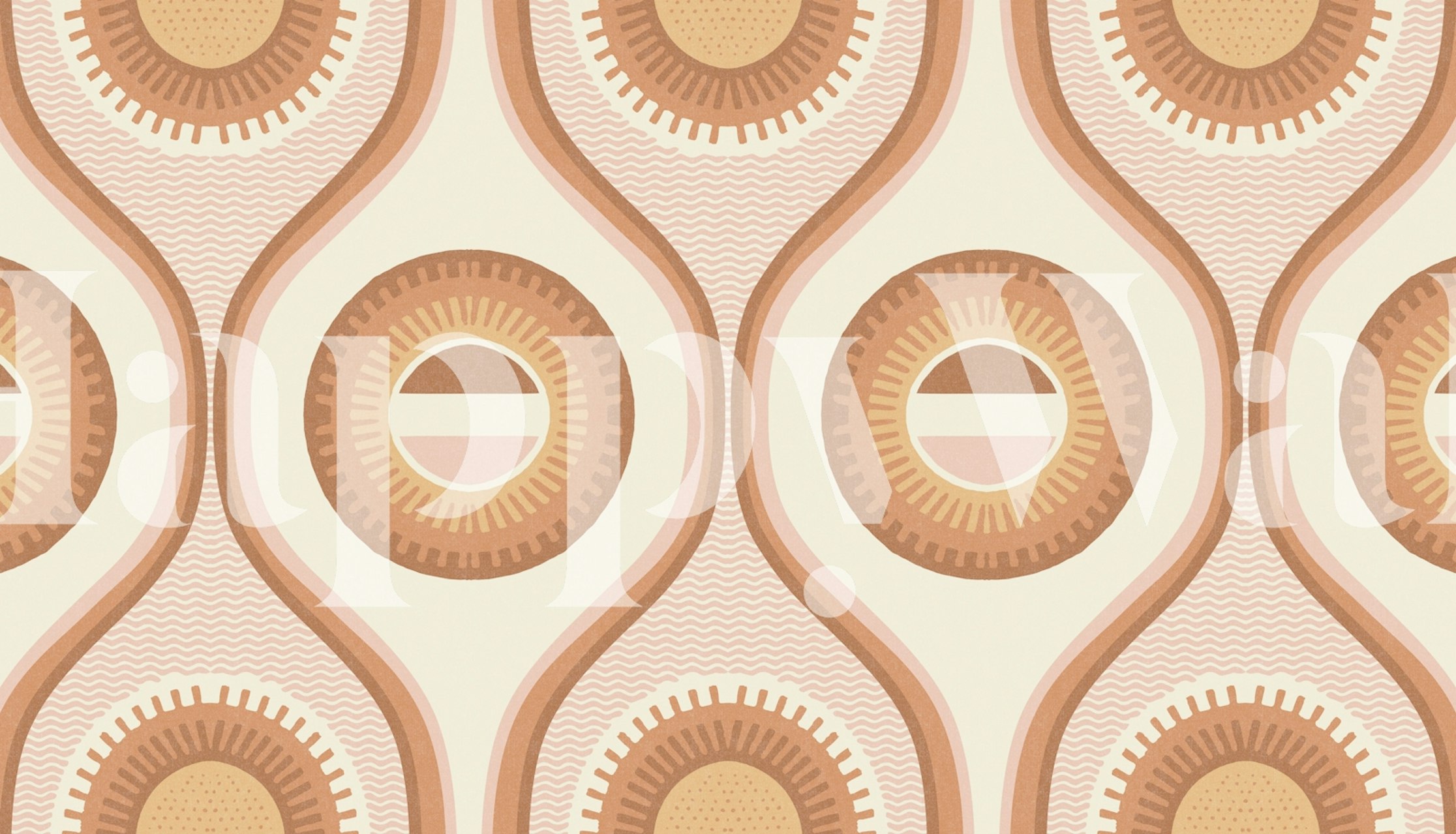 Retro groovy curves tapet i et rum