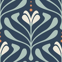 Vintage Retro Bloom Flourish Blue - S tapete