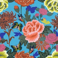 Blue Floral Chinoiserie With Butterflies wallpaper