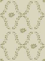 Cottagecore painted charm trellis in green papiers peint