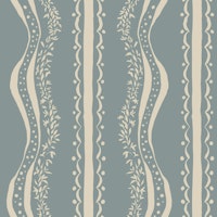 Cottagecore vertical botanical stripes blue ταπετσαρία