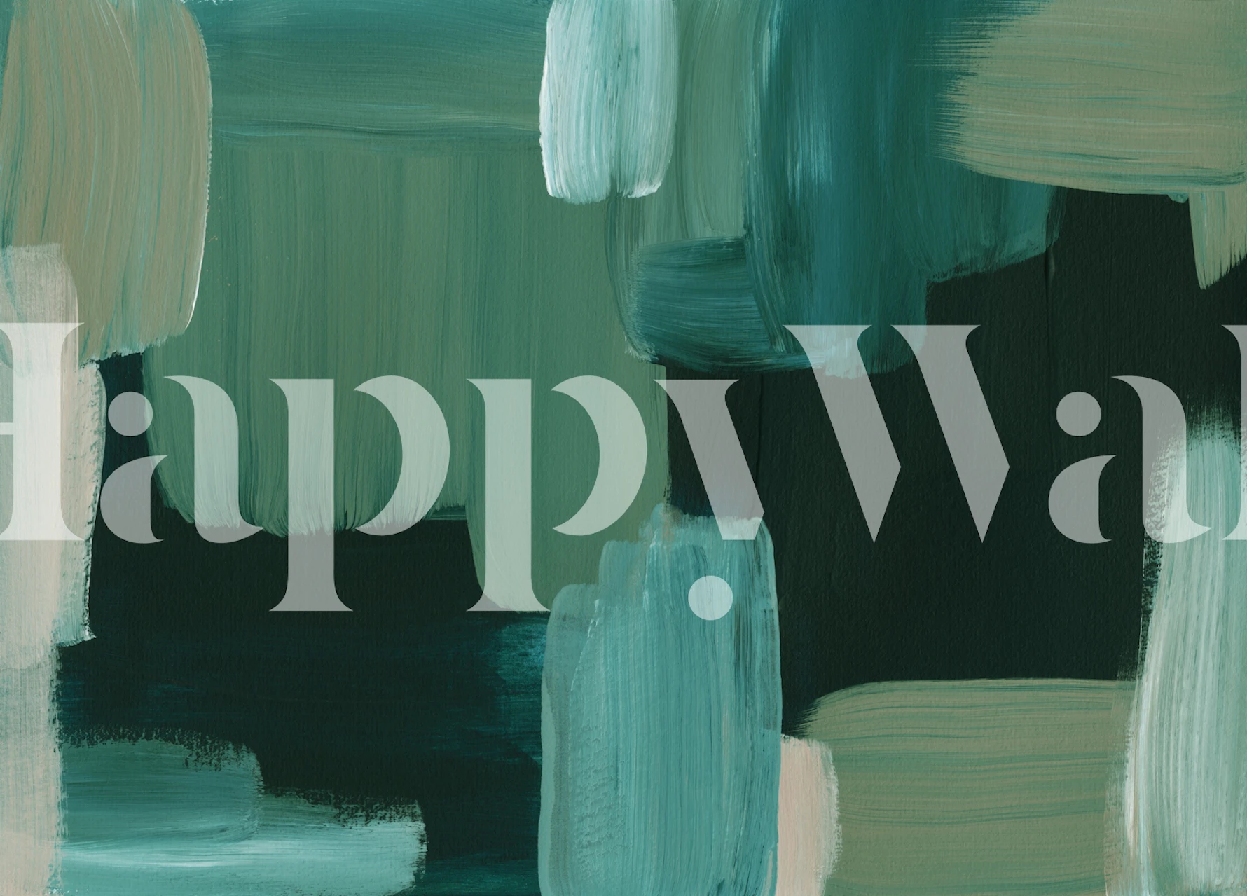 Abstract brush strokes in tranquil green tones wallpaper