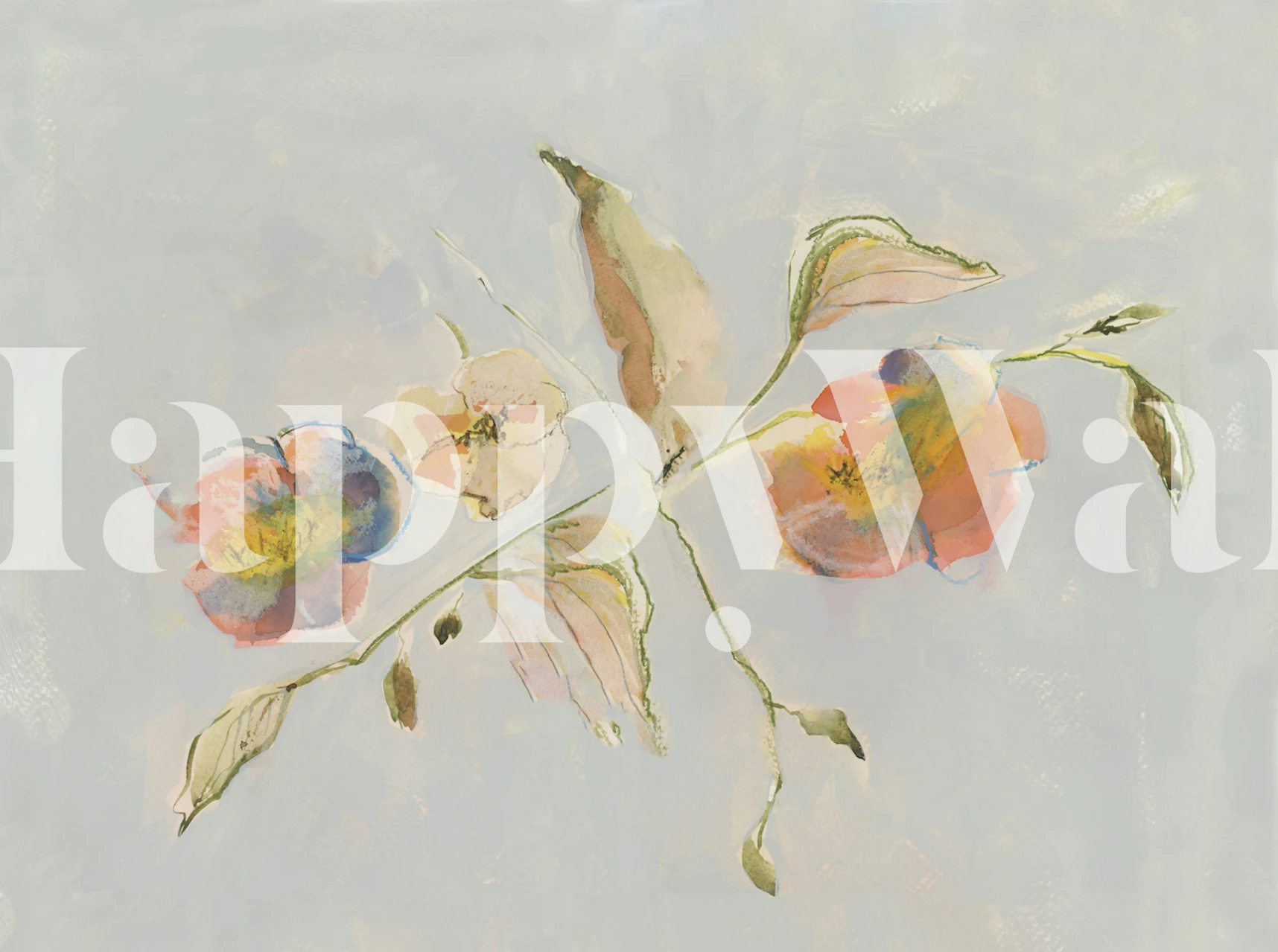 Pastel floral design with soft colors and delicate leaves wallpaper