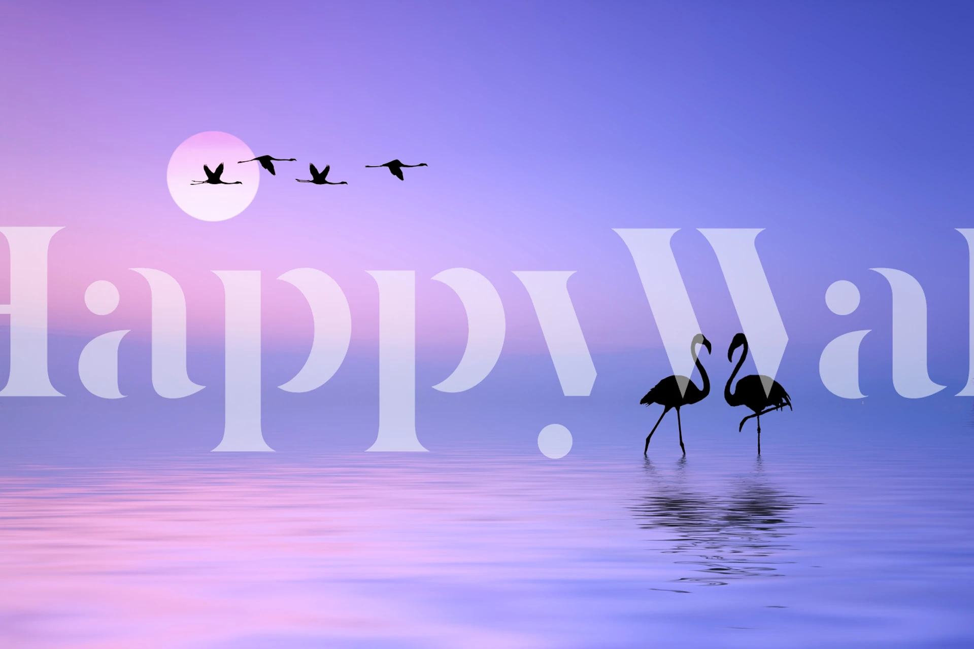 Carta da parati Flying Flamingo esposta in una stanza