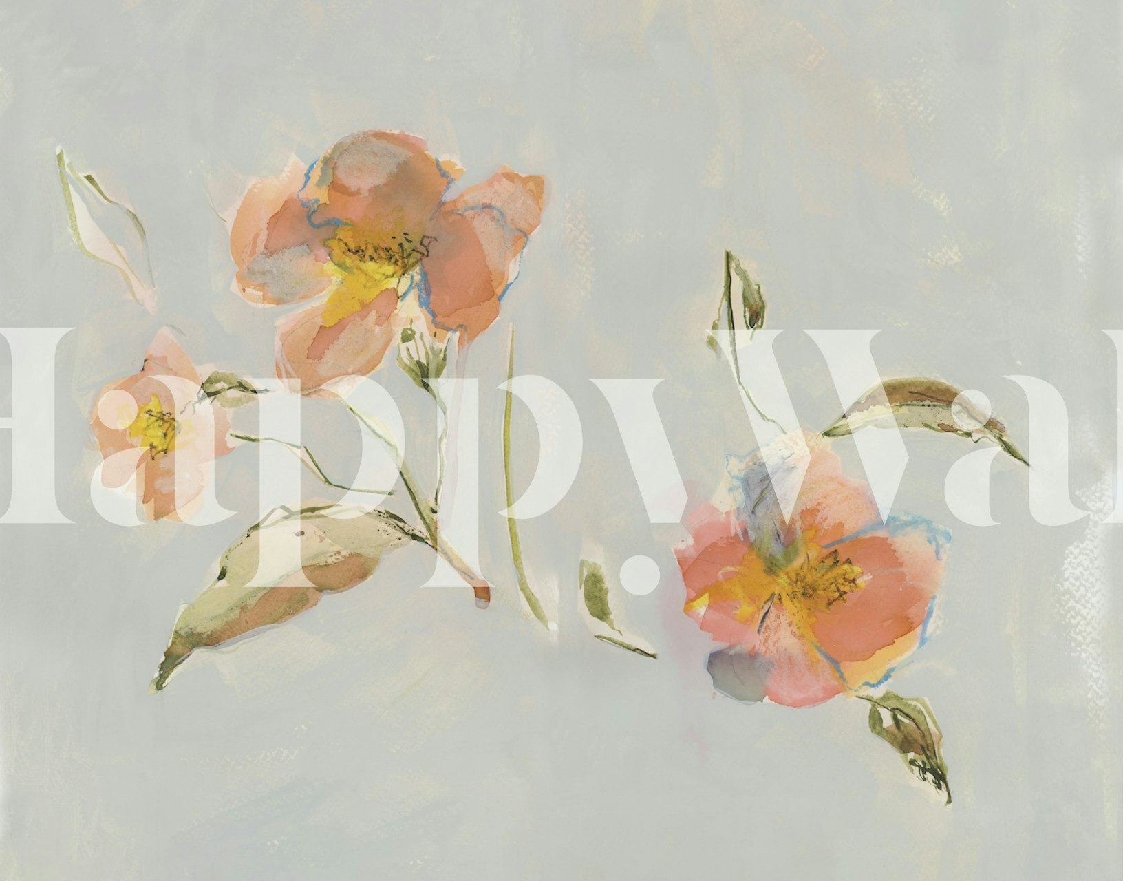 Ταπετσαρία Painterly Flowers σε ένα δωμάτιο