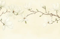Graceful Magnolia Art Vanilla Cream wallpaper