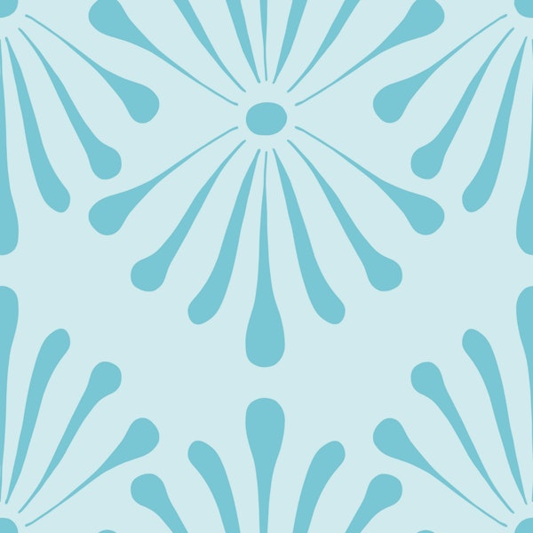 Abstract Floral Light Blue Turquoise