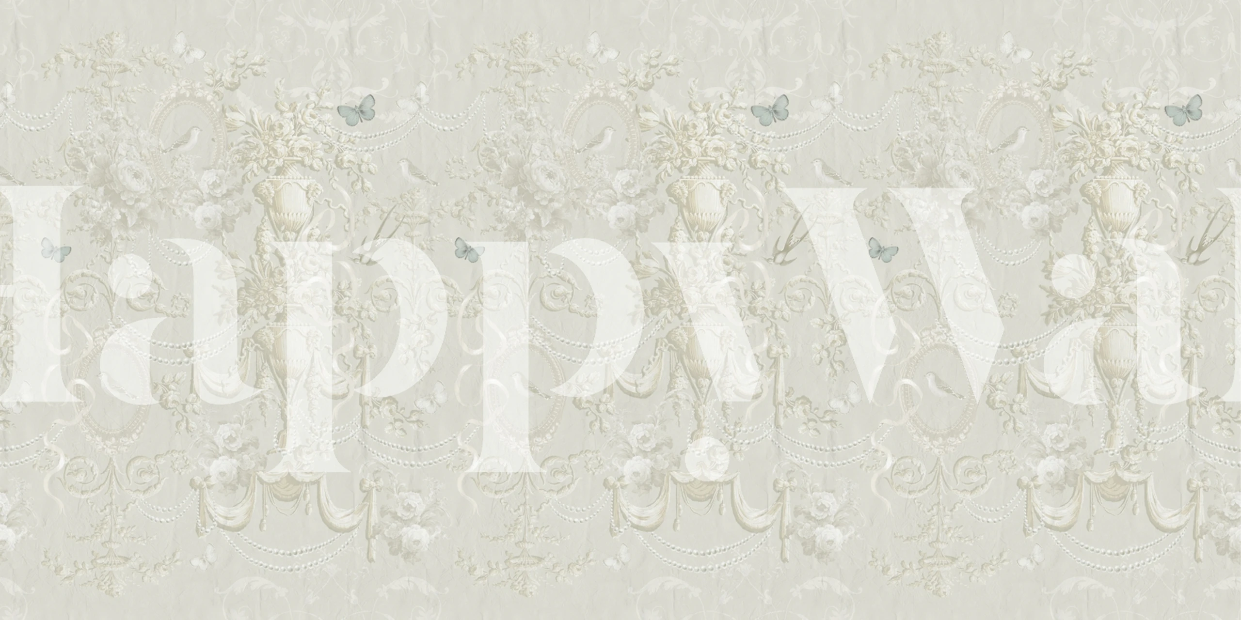 Pastel Ivory Vintage Art Mural in een kamer