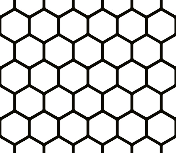 Honeycomb Hexagons Black White