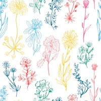 Botanical Pastel Wildflowers - middle wallpaper