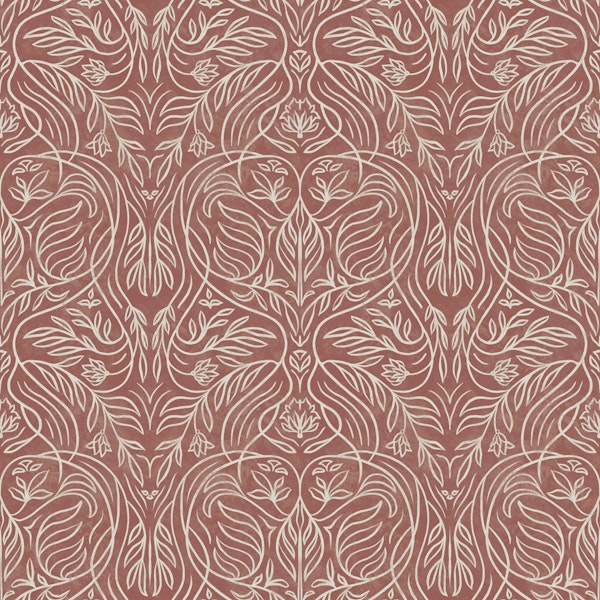 Antique British Damask Floral in red