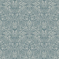 Antique British Damask Floral in blue carta da parati