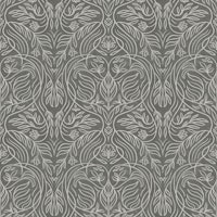 Antique British Damask Floral in charcoal carta da parati