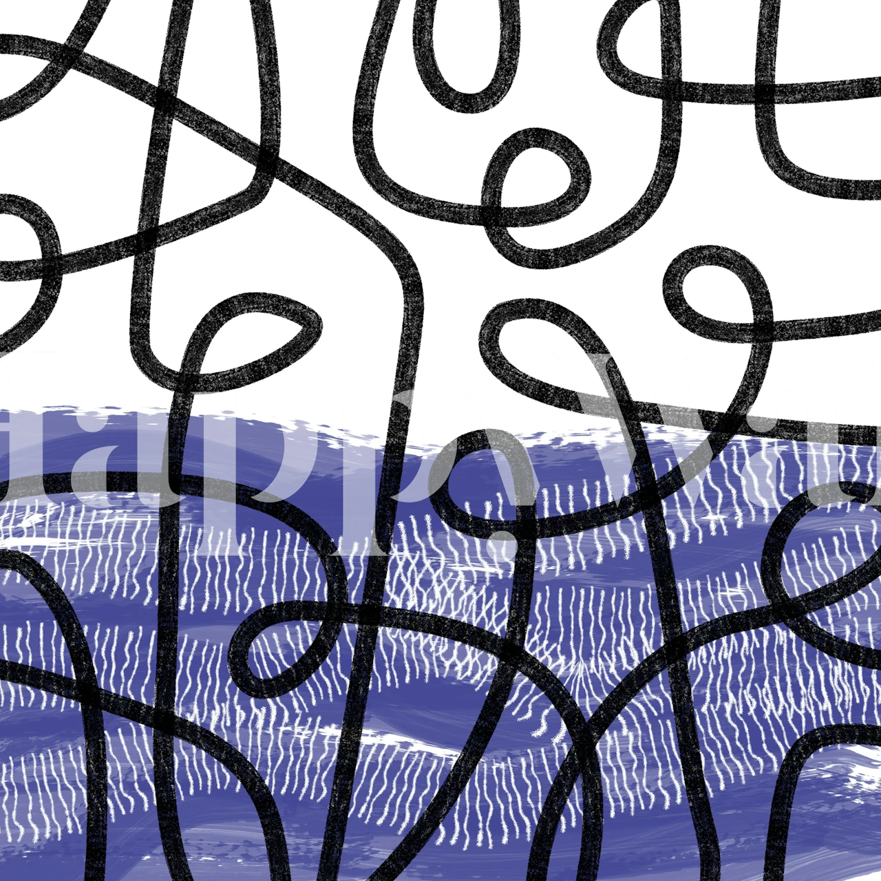 Sea Lines wallpaper in a modern room