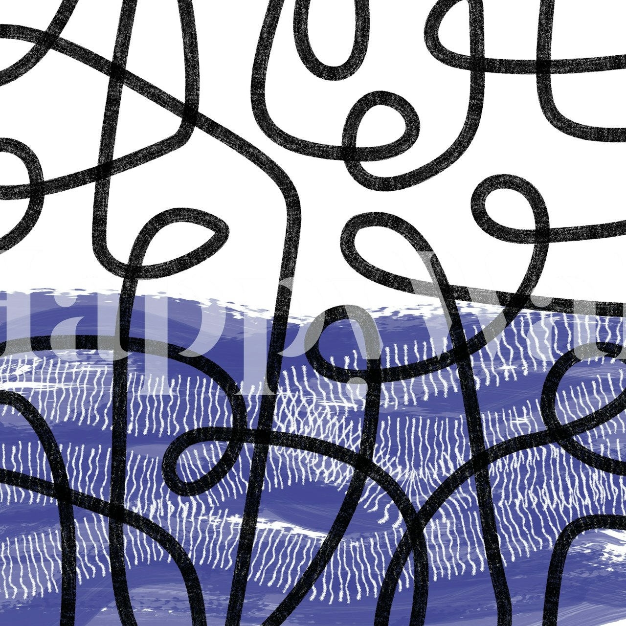 Sea Lines wallpaper in a modern room