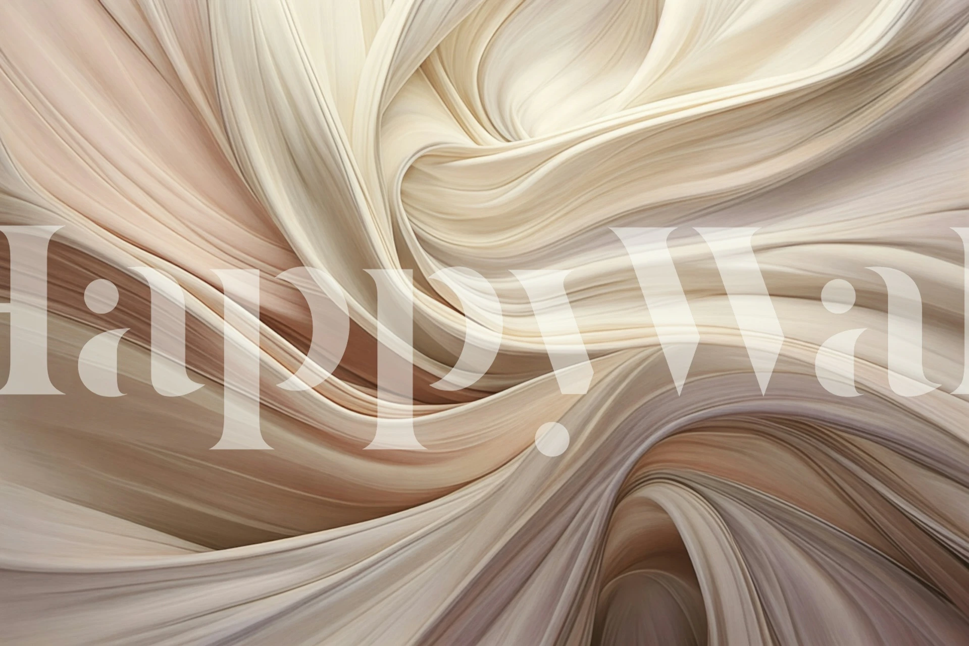 Swirling peach silk wallpaper in een kamer