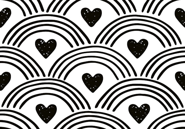 Arches and Hearts Black and White