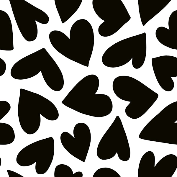 Playful Hearts Black and White